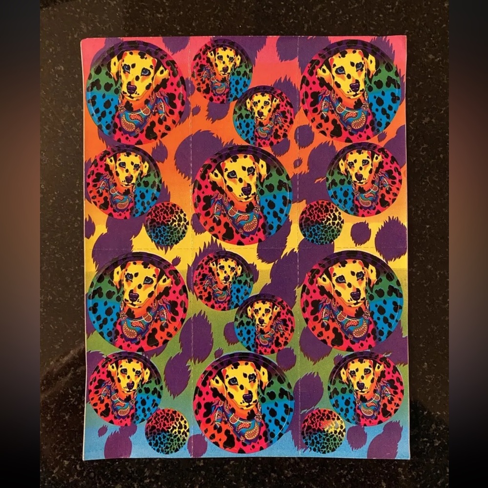 lisa frank vintage 90s Dalmatian sticker sheet
